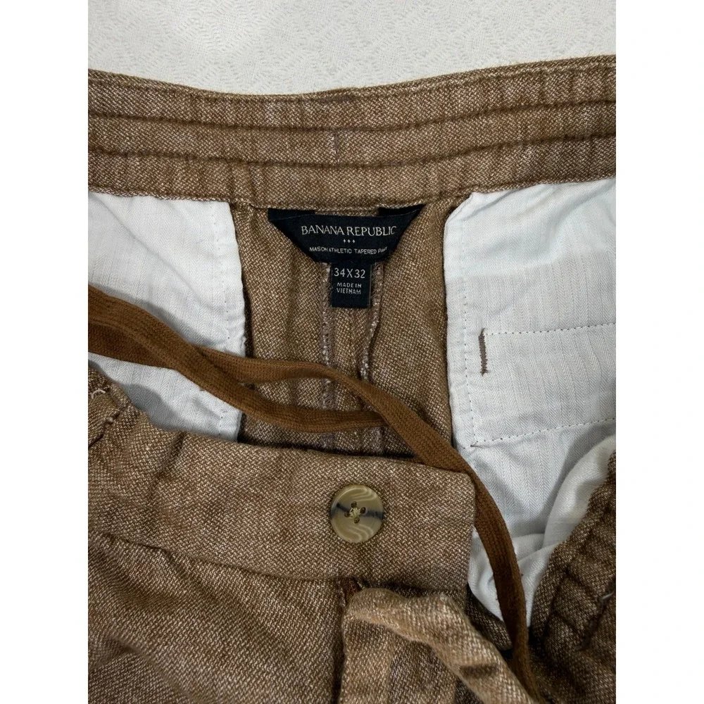 Banana Republic Pants Men Fits 32x27 Mason Athletic Tapered Brown Linen Blnd EUC